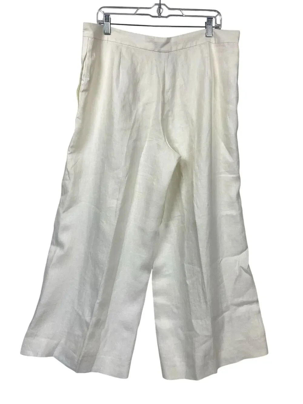 Ralph Lauren Linen Dress Pants Womens‎ 14 Cream Wide Leg Travel Office LRL 34x27
